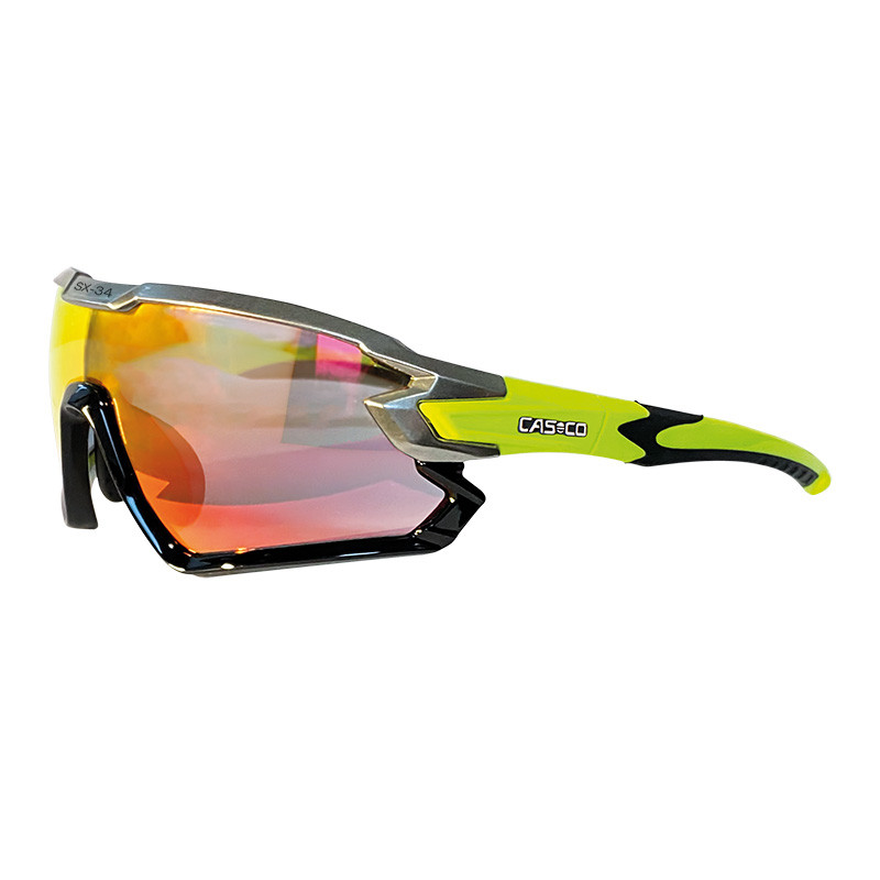 Спортивные очки CASCO SX-34 Carbonic чёрно - жёлтые зеркальные
