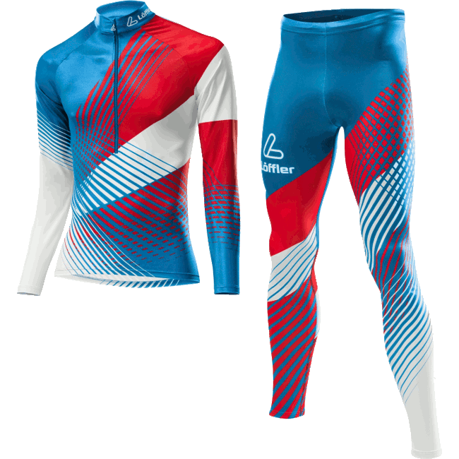 Löffler Cross-country ski suit WorldCup 2 blue-red-white, CrossCountry  Elite Sports VoF