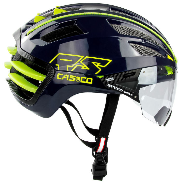 Rollerski / Cycling helmet Casco SpeedAiro 2 RS blue-neon yellow,  CrossCountry Elite Sports VoF