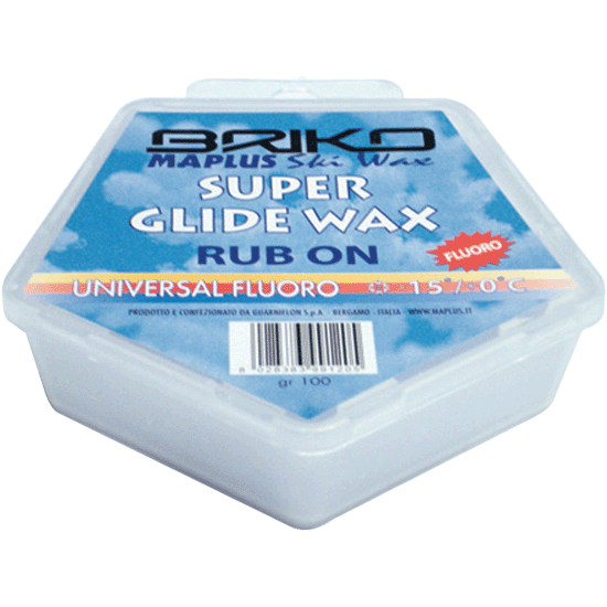 Fart de glisse Briko/Maplus Super Glide Wax Rub On Universal Fluoro,  -15°C...+0°C, 100g, CrossCountry Elite Sports VoF