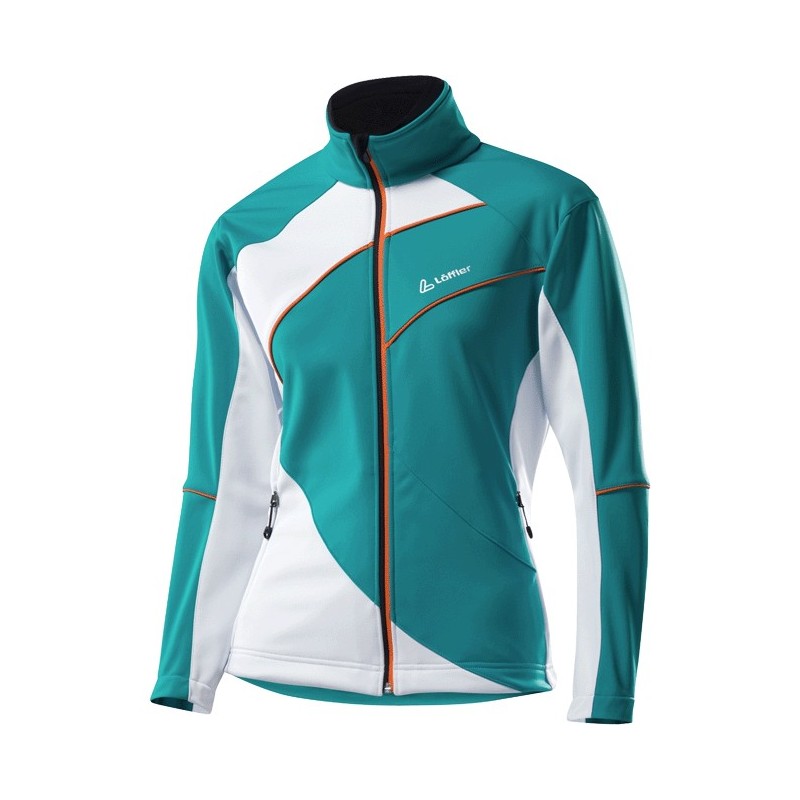 Women's Jacket Löffler WS Softshell Warm white-aquamarine Women's Jacket Löffler WS Softshell Warm white-aquamarine
