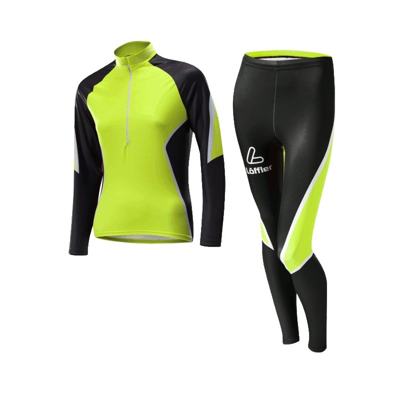 Löffler women's Cross-country skiing suit Teamline black-lemon Löffler women's Cross-country skiing suit Teamline black-lemon