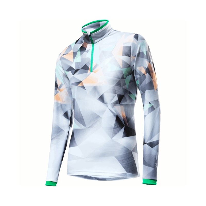 Löffler Women's Thermo-Innervelours sweater emerald-white Löffler Women's Thermo-Innervelours sweater emerald-white