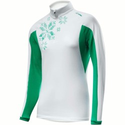 Löffler Women's Transtex sweater Snowflakes white-emerald