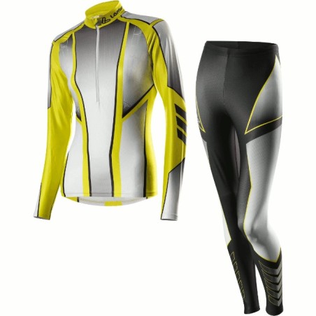 Löffler women's Cross-country skiing suit Teamline 2015 black-lemon