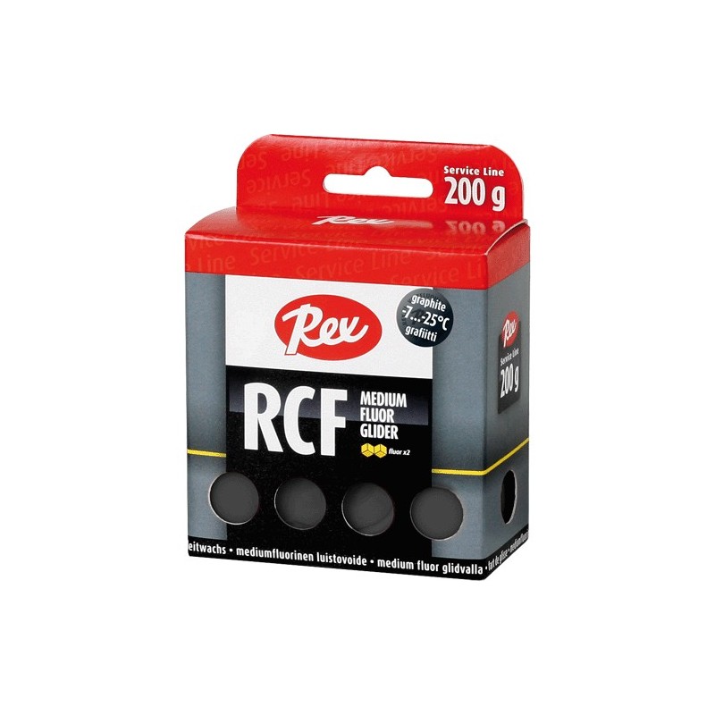 Medium fluoro glide wax Rex RCF Graphite -7°C...-25°C 200g Medium fluoro glide wax Rex RCF Graphite -7°C...-25°C 200g