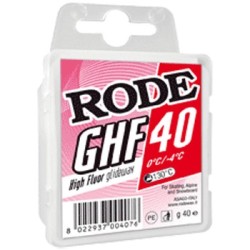 High fluor glide wax RODE GHF 40 red 0°C...-4°C 40 g