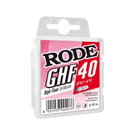 High fluor glide wax RODE GHF 40 red 0°C...-4°C 40 g