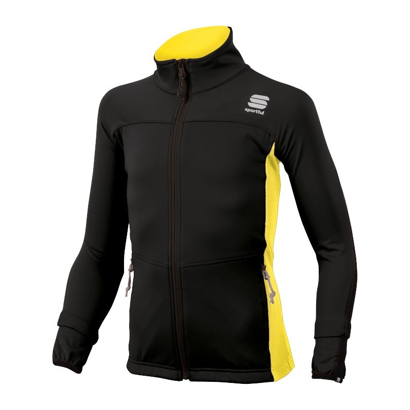 Warm-up jacket Sportful Kid's Light Softshell Jacket black-yellow Warm-up jacket Sportful Kid's Light Softshell Jacket black-yellow