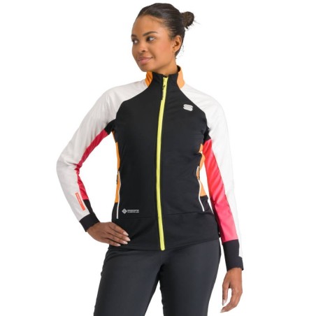 Thermal women's jacket Sportful Apex W 2024 black/white/yellow/pink